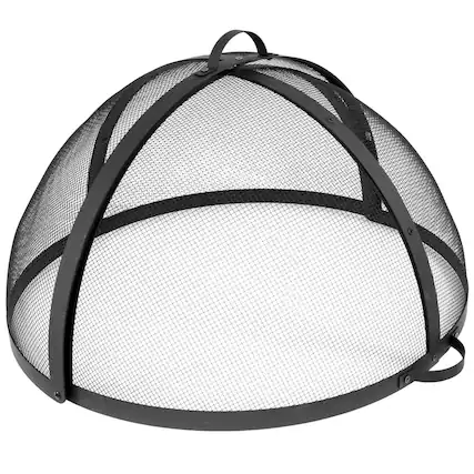 Front. Sunnydaze - 24 in Easy Access Steel Fire Pit Spark Screen - Black.