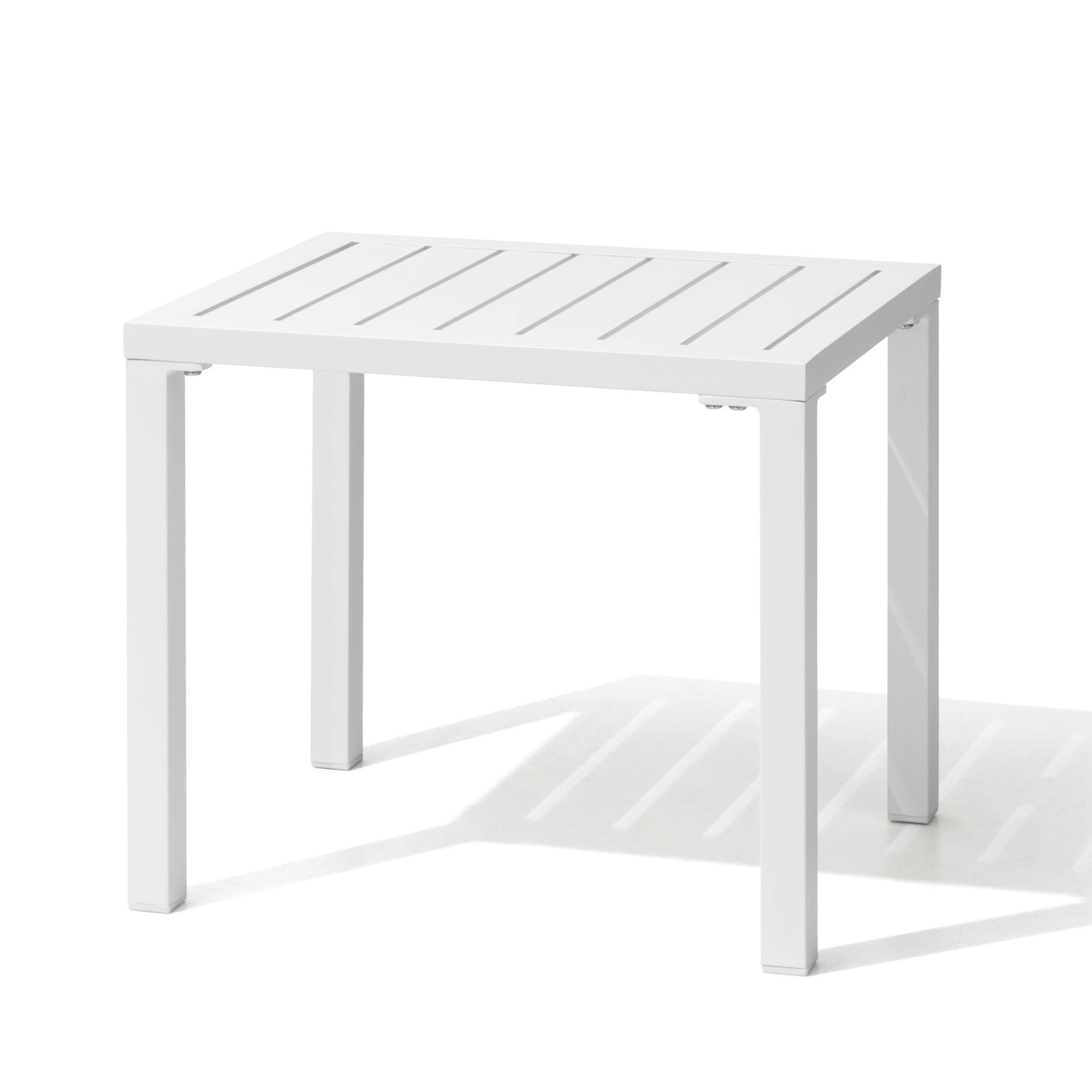 Alt View 1. Crestlive Products - Crestlive Products Aluminum Rectangular Patio Side Table, Small Outdoor Bistro Coffee Table - White.