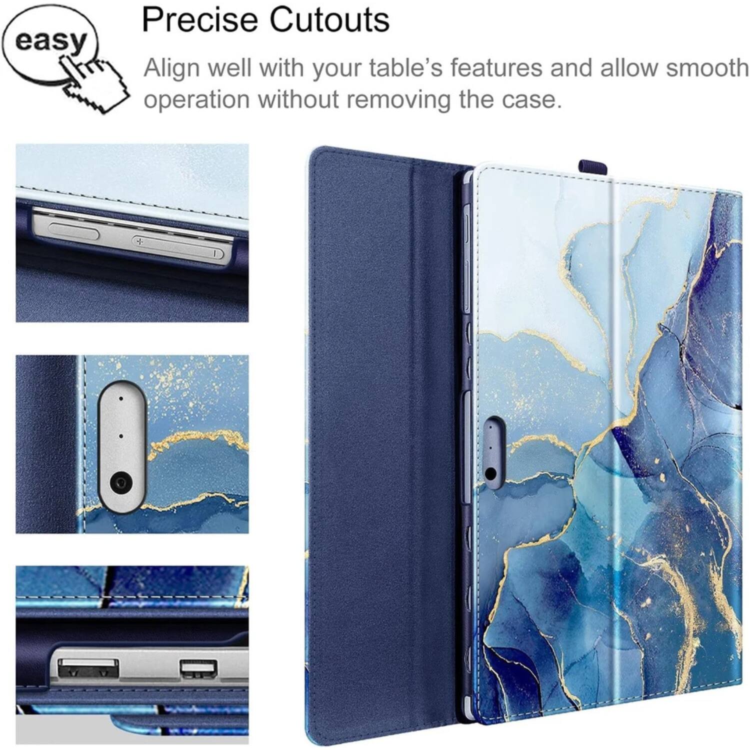 Precise Cutouts  
Align well with your tablet's features and allow smooth operation without removing the case.