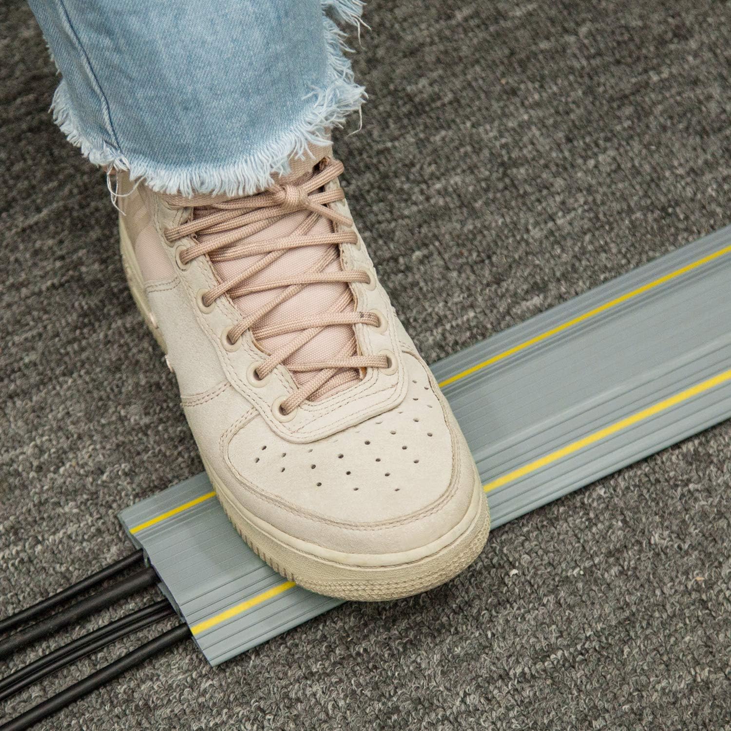 Alt View 5. AGPtek - 6.5 Ft Floor Cord Protector 3 Channels Contains Cords - Gray - 6.5Ft.