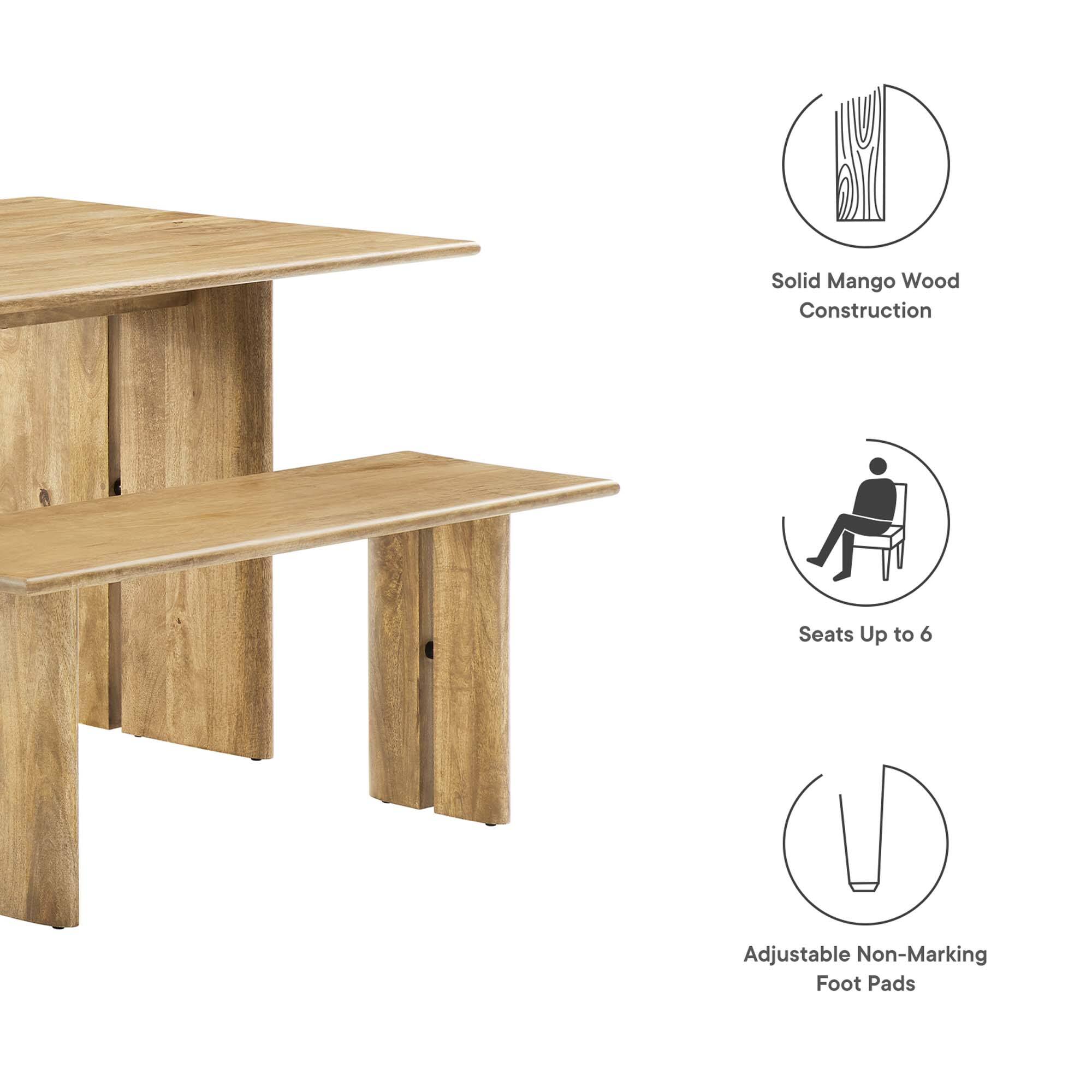 - Solid Mango Wood Construction
- Seats Up to 6
- Adjustable Non-Marking Foot Pads