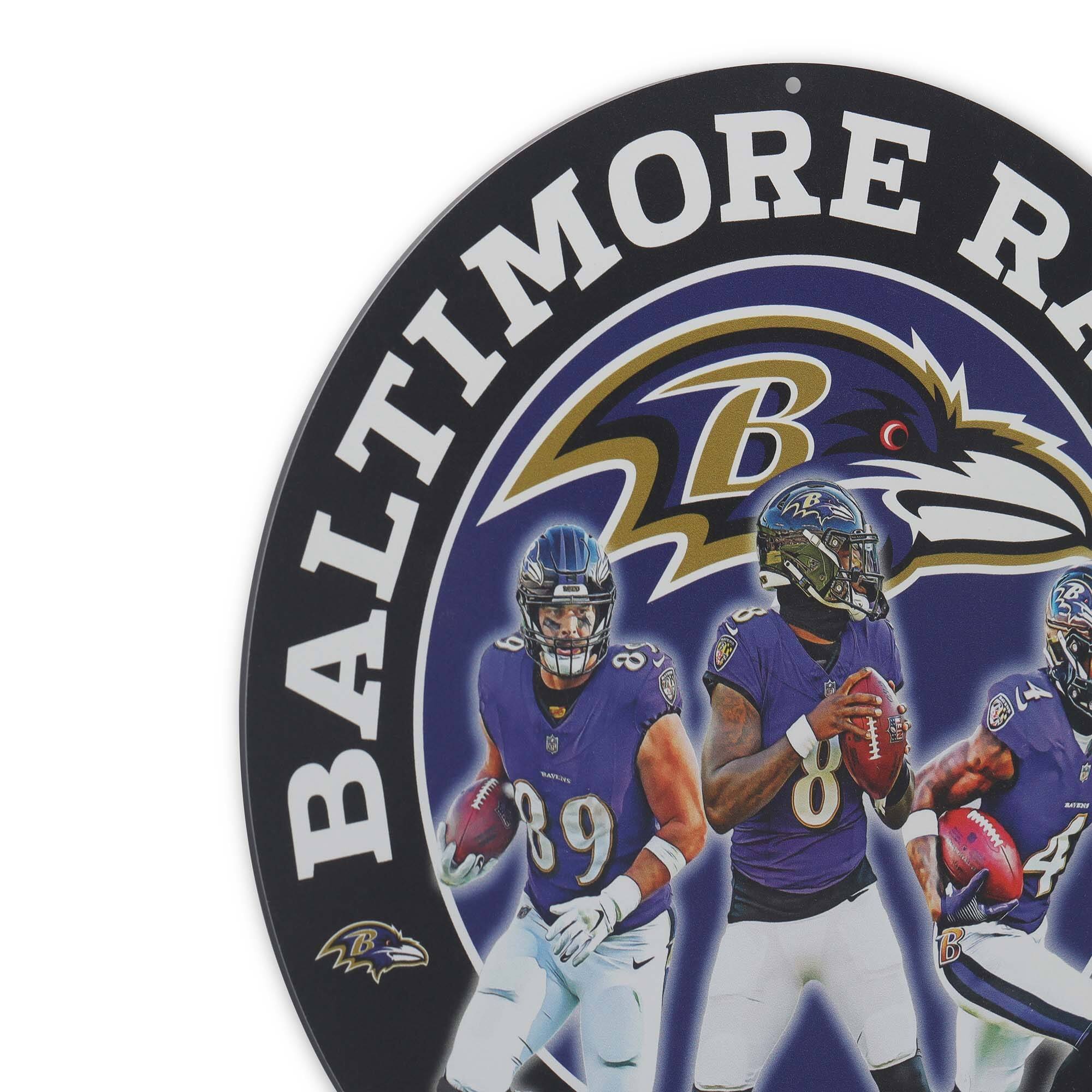 Alt View 3. Open Road Brands - Baltimore Ravens Team Stars 11" Round Metal Sign - Multicolor.