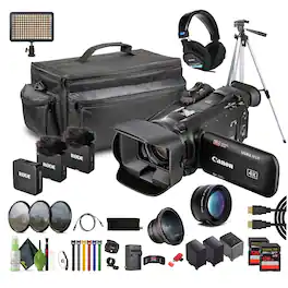 Canon - LEGRIA HF G70 PAL UHD 4K Camcorder + 2x 128GB Memory Card + Tripod + Cleaning kit + More (International Model)