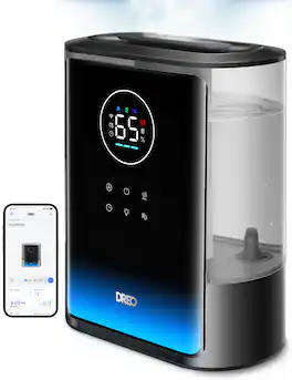 DREO - 8L Smart Humidifier Large Room, 80H Runtime, Warm & Cool Mist Up to 600ft², 1500+RGB Light, 28dB