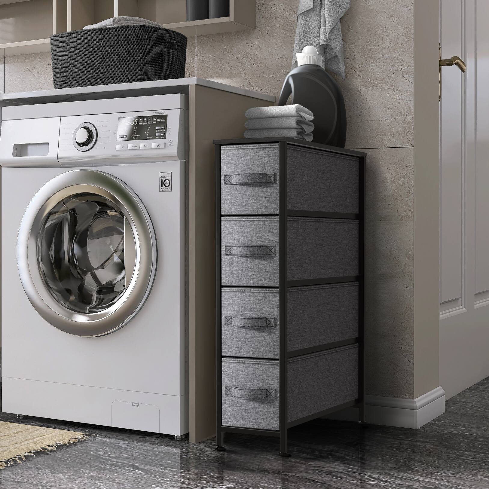 Alt View 1. Sorbus - Sorbus Narrow Dresser with 4 Drawers, Vertical Slim Storage Chest of Drawers with Steel Frame - Black.