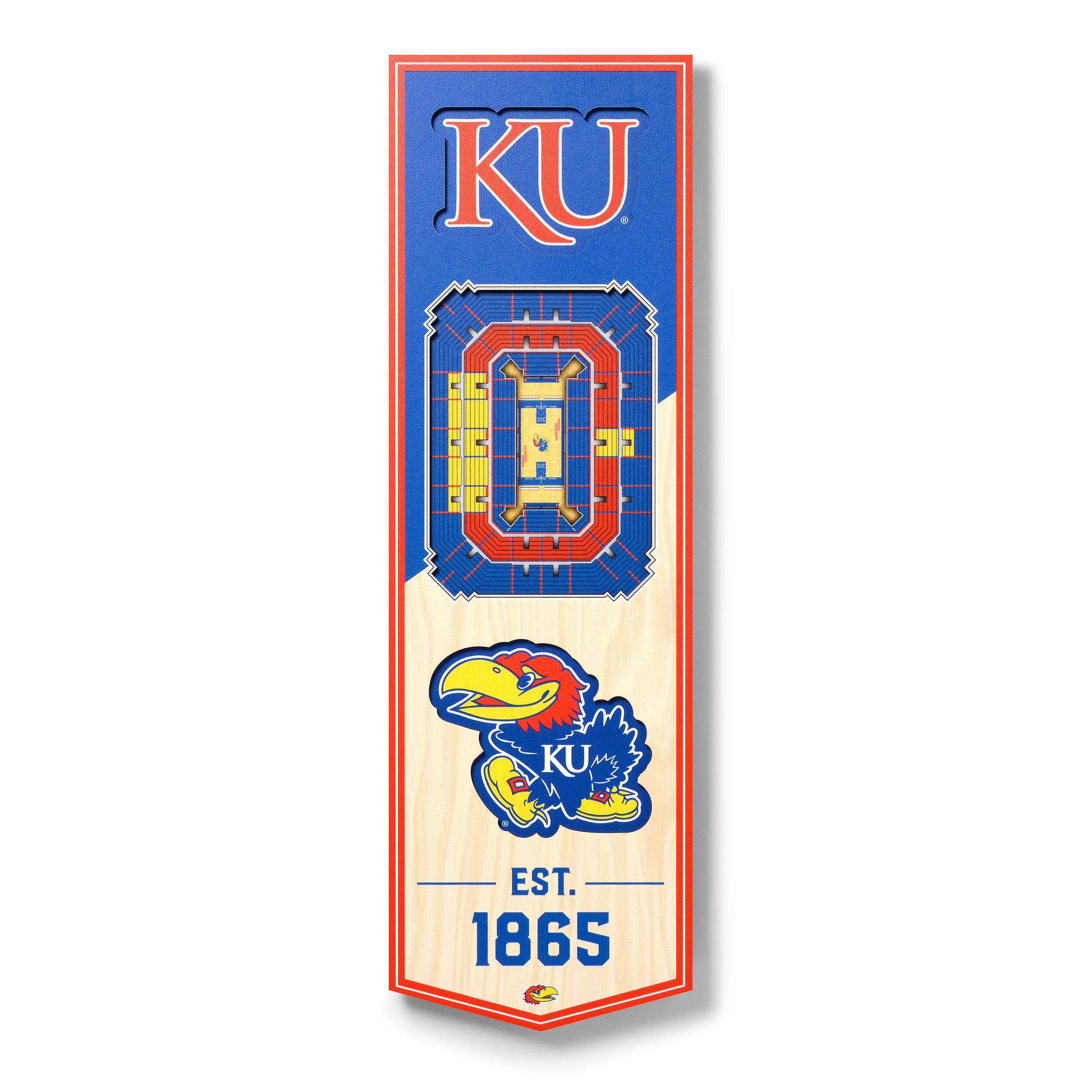YouTheFan - Kansas Jayhawks 6'' x 19'' 3D StadiumView Banner - Multicolor