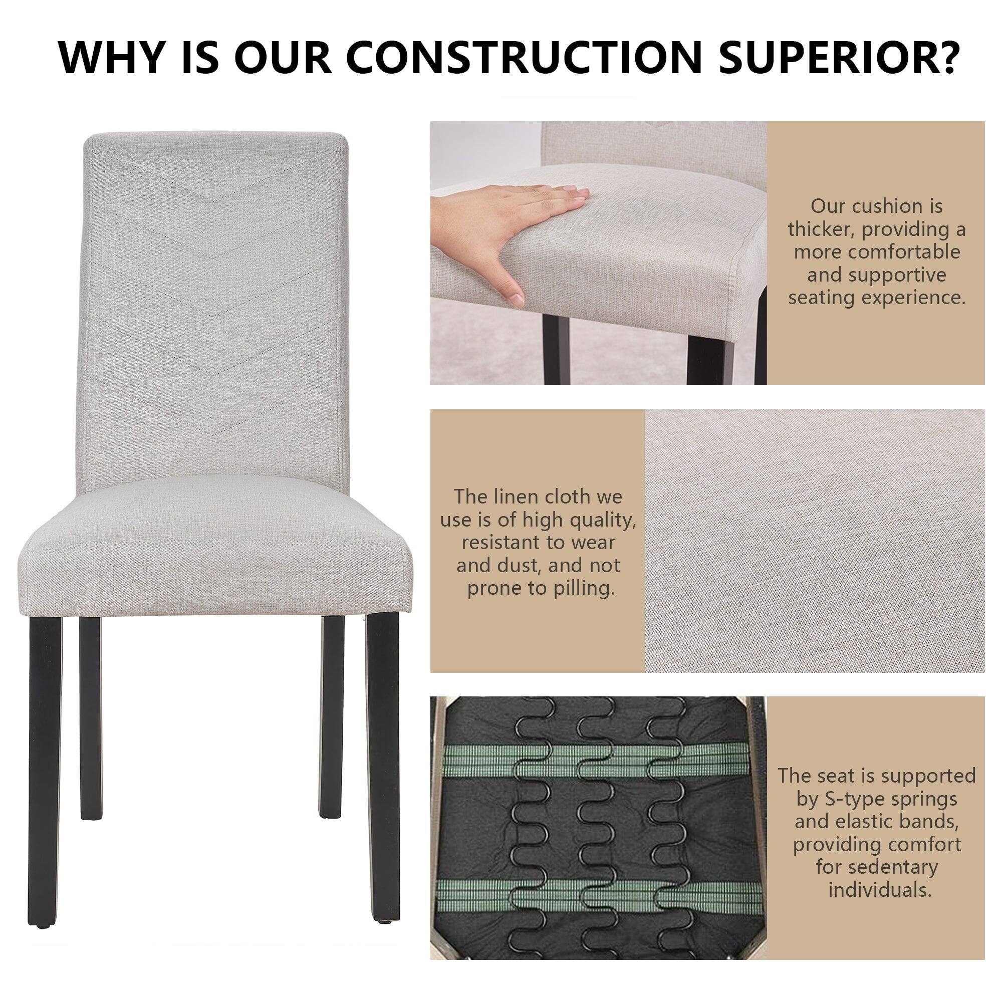 WHY IS OUR CONSTRUCTION SUPERIOR?

- Our cushion is thicker, providing a more comfortable and supportive seating experience.
- The linen cloth we use is of high quality, resistant to wear and dust, and not prone to pilling.
- The seat is supported by S-type springs and elastic bands, providing comfort for sedentary individuals.