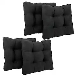 Blazing Needles - 19-inch Squared Microsuede Tufted Dining Chair Cushion (Set of Four) - Black