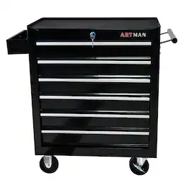 APRILSOUL - 6 Drawer Tool Box with Wheels Heavy Duty Industrial Service Cart Storage Organizer - Black