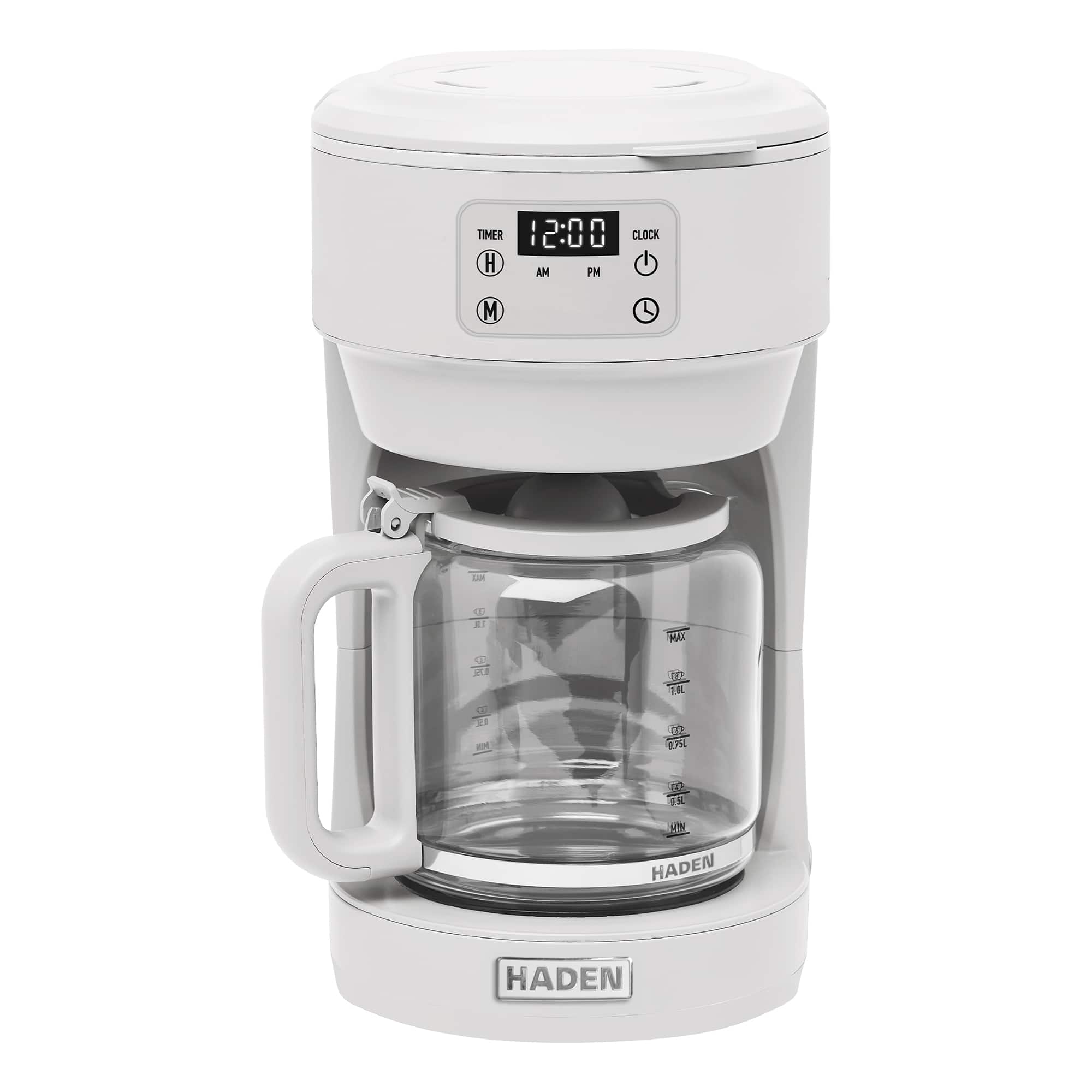 Haden - Chelsea 10 Cup Digital Drip Coffee Maker with Glass Carafe, Ivory & Chrome - Ivory / Chrome