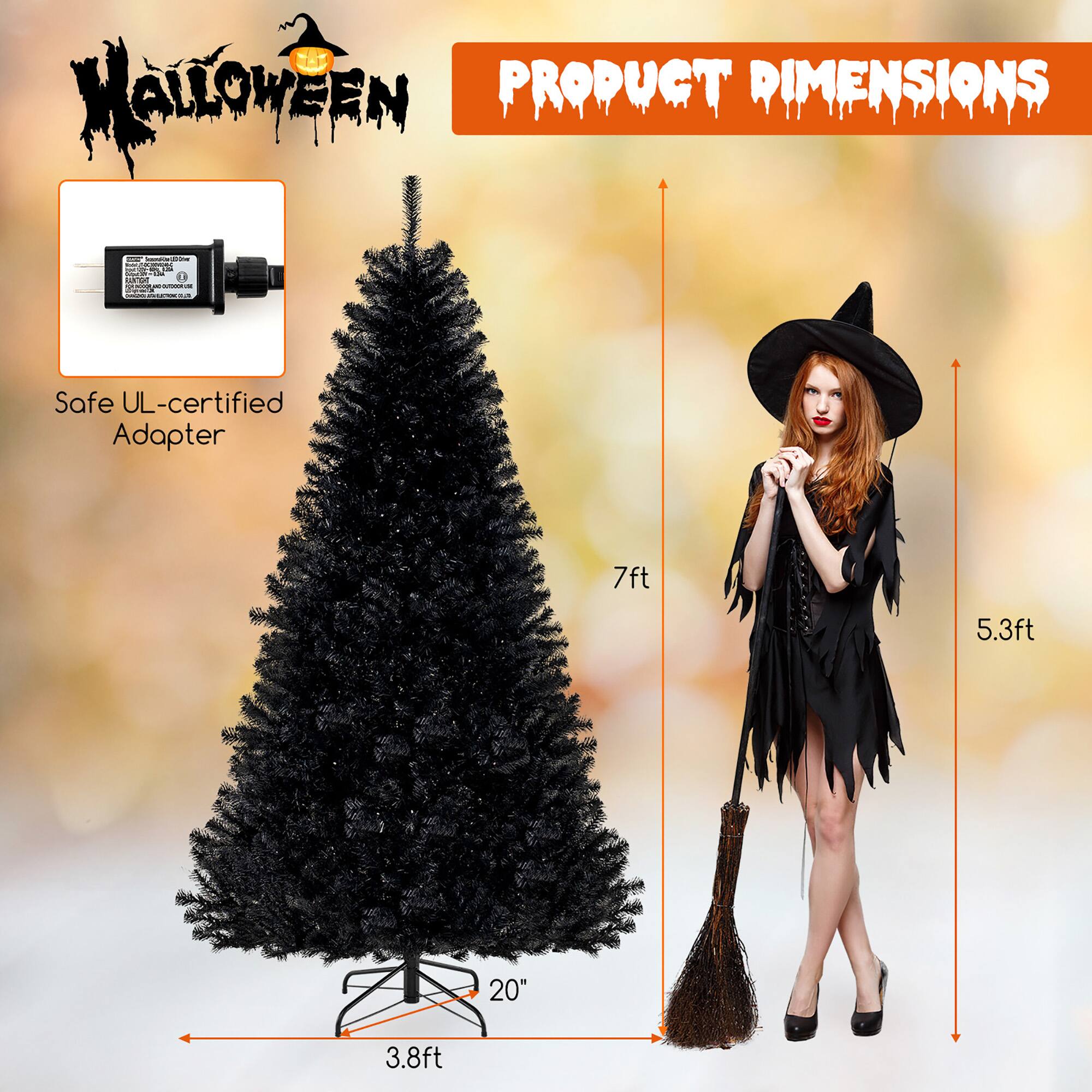 Halloween  
PRODUCT DIMENSIONS  

Safe UL-certified Adapter  

7ft  
5.3ft  
20"  
3.8ft