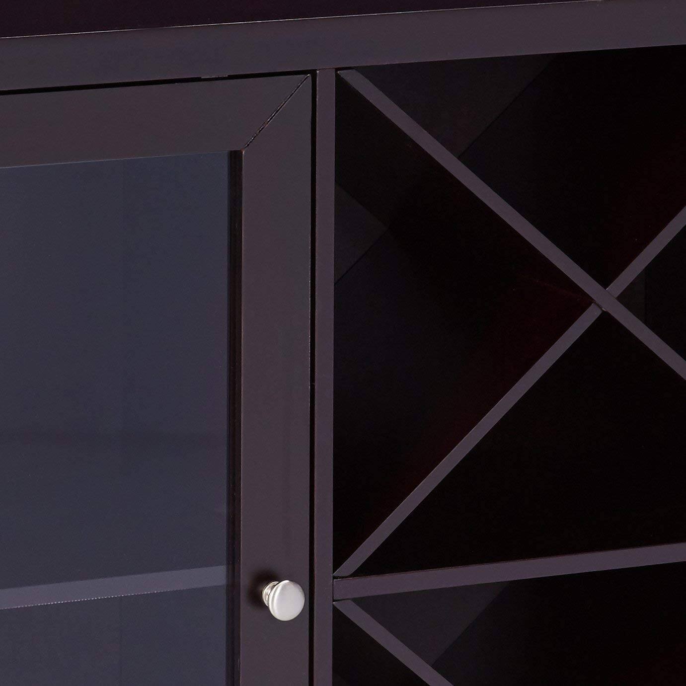 Alt View 3. Kings Brand Furniture - Kings Brand Furniture Wine Bar Cabinet for Liquor and Coffee Buffet, Sideboard with Storage Shelves - Dark Brown.