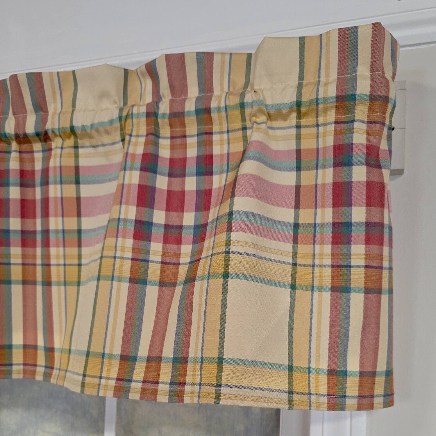 Left. RLF Home - RLF Home 100% Polyester Syon Park Tailored  Unlined Windows Rod Pocket Valance 51" x 12"  Amber - Amber.