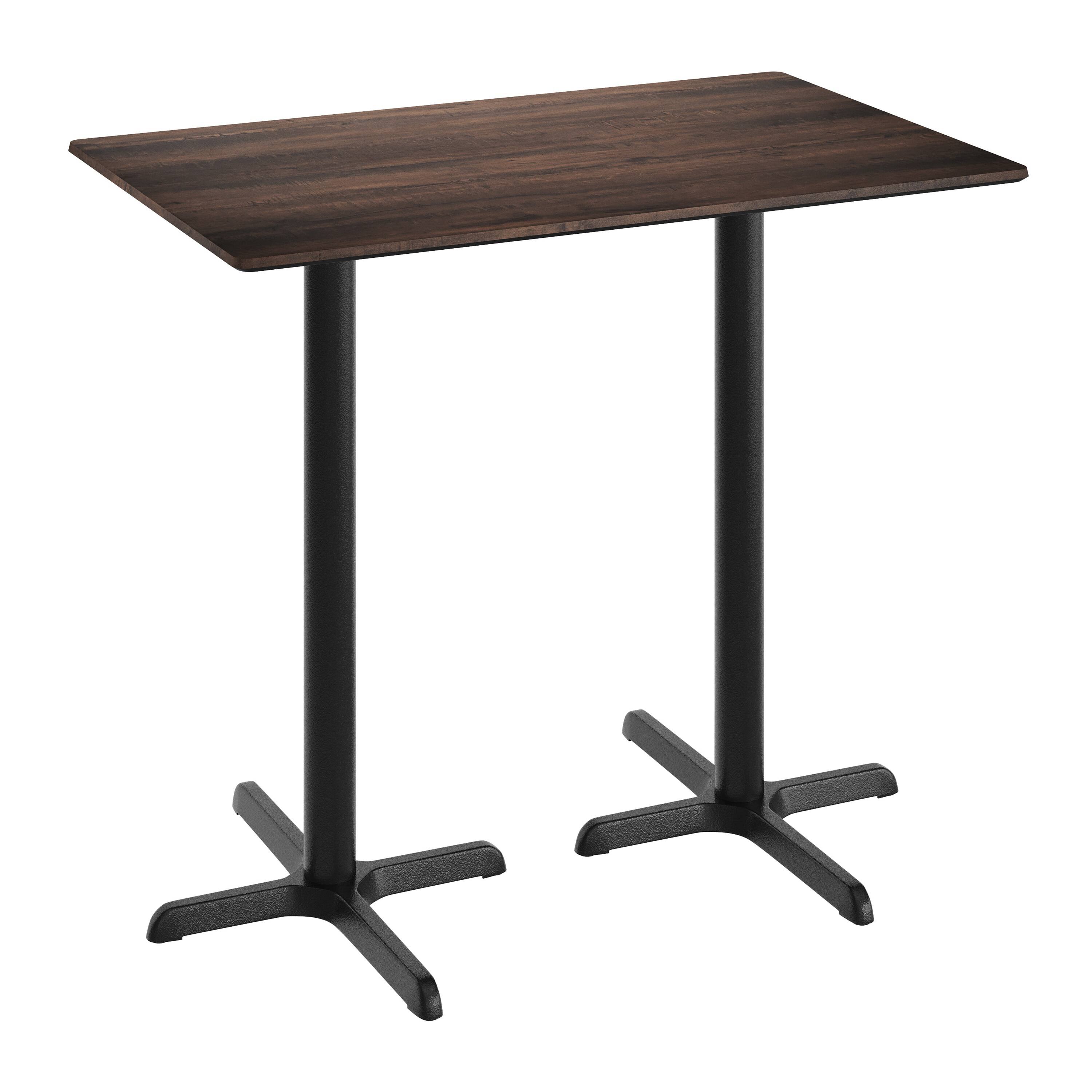 Front. Emma + Oliver - PureShield Tabletop with HPL Technology and Bar Height Base - Dark Brown/Black Base.