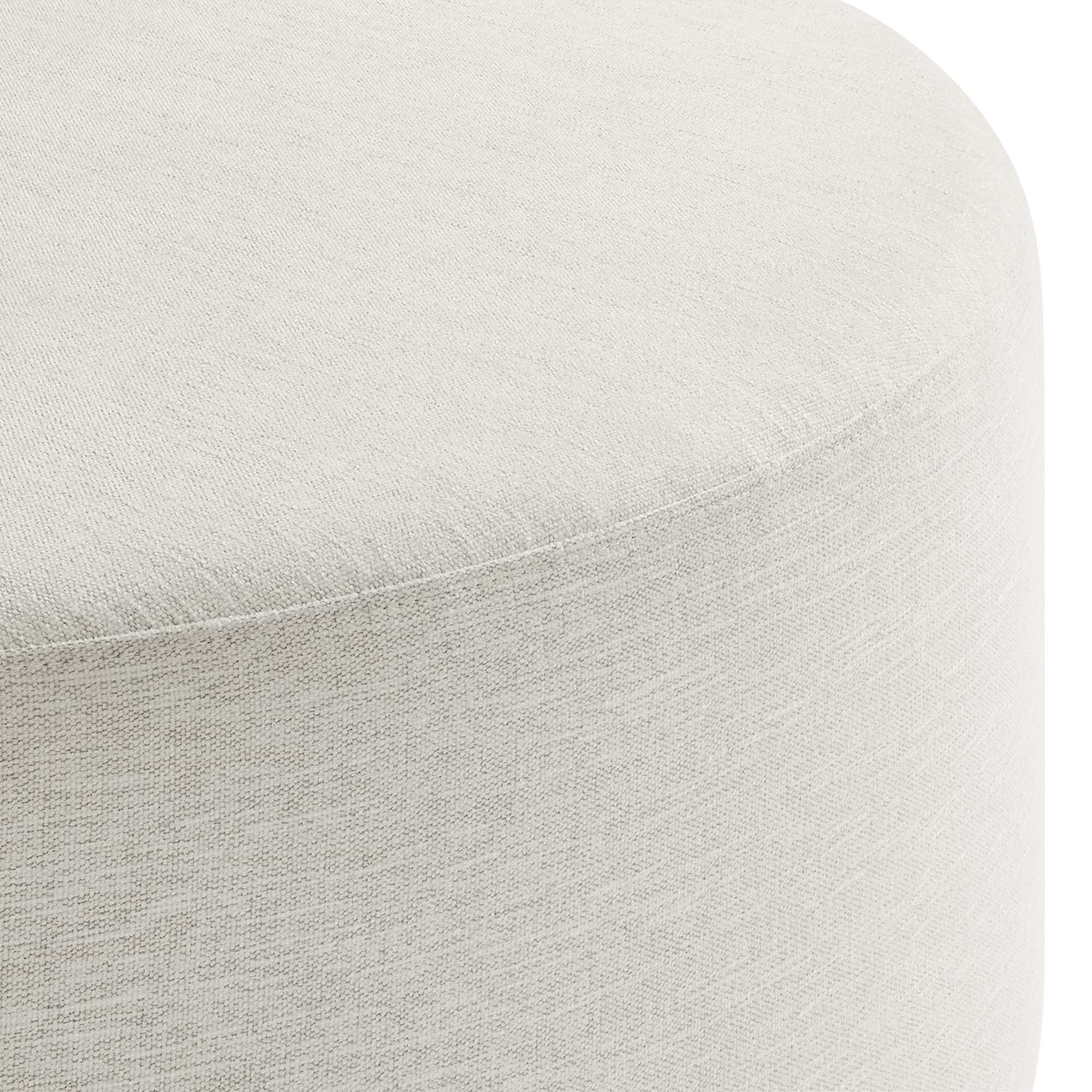 Alt View 3. Modway - Callum Large 38" Round Woven Heathered Fabric Upholstered Ottoman by Modway - Heathered Weave Ivory.