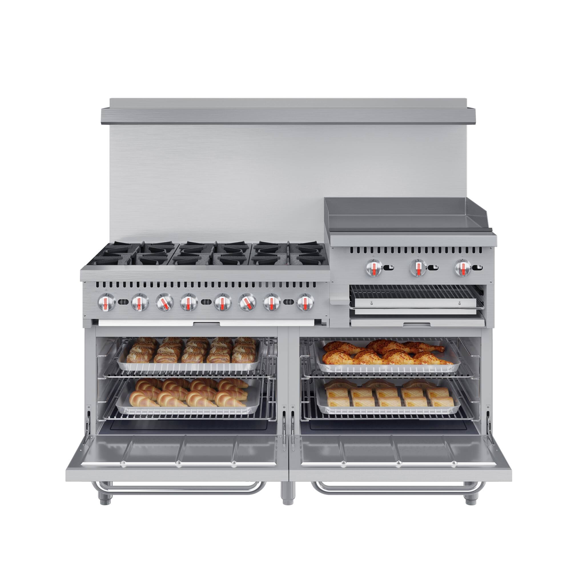 Angle. Koolmore - 60 in. Commercial LP Range with 24 in. Griddle and Broiler in Stainless-Steel (KM-CRGB60-LP) - Stainless Steel.