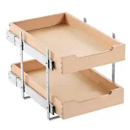 VEVOR - 2 Tier Pull Out Cabinet Organizer,14"W x 21"D Cabinet Drawer, Soft Close Slide out Shelf, Heavy-Duty Sliding Drawer - Wood