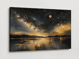FC Design - Large Canvas 24x36" Abstract Night Sky Galaxy Art Painting Modern Wall Décor - MultiColor