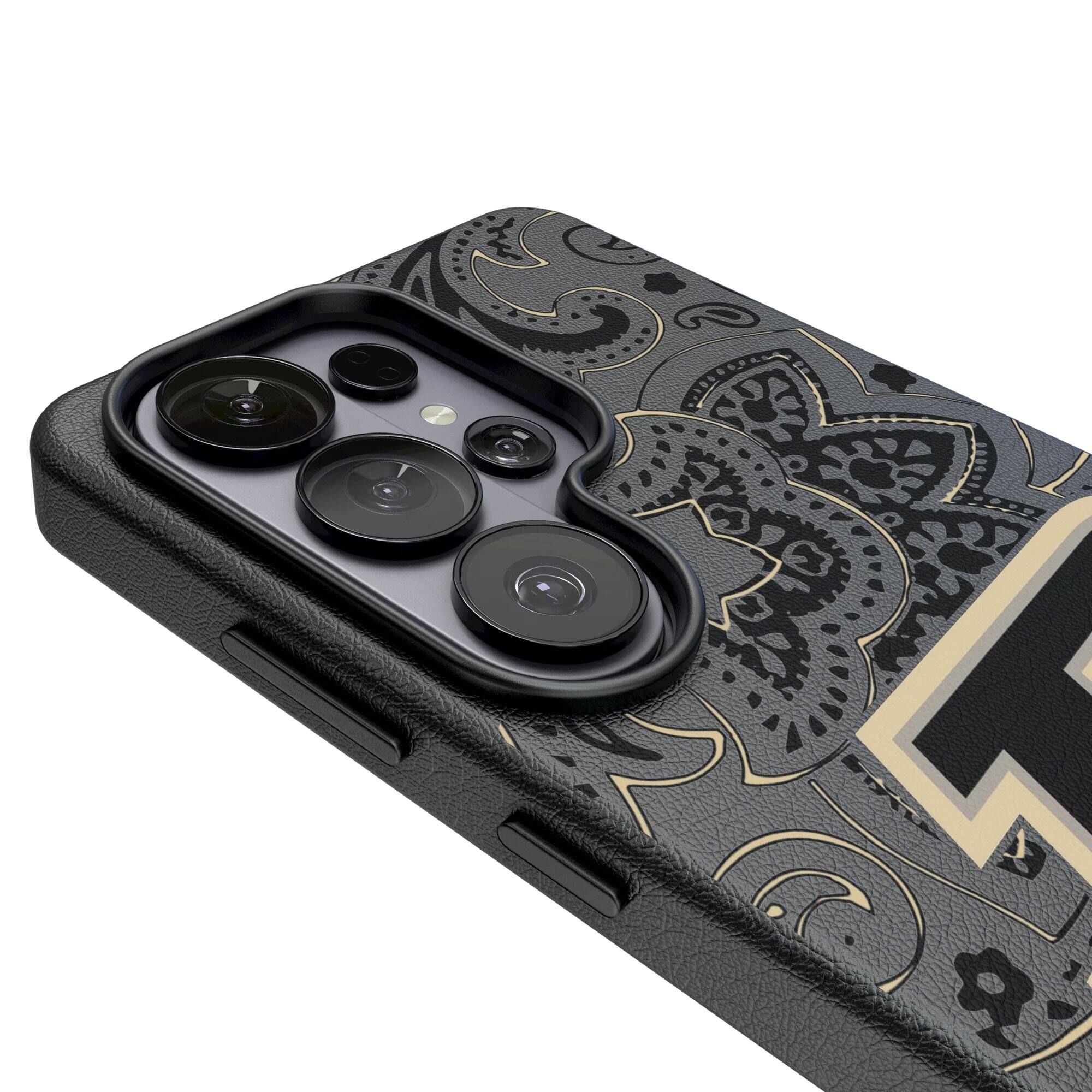 Alt View 2. Keyscaper - Purdue Boilermakers Paisley Galaxy Magnetic Bump Case - S24 - Black.