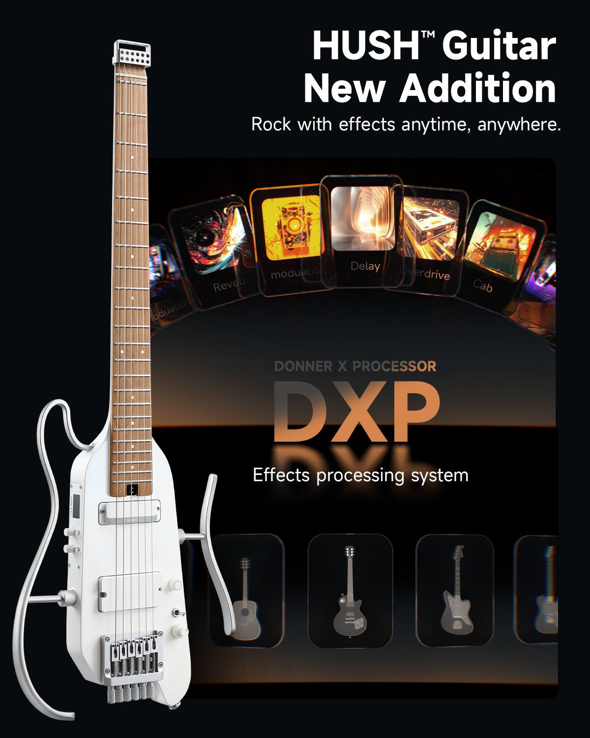 Donner music Donner HUSH™ X PRO Electric Guitar White HUSH-X PRO