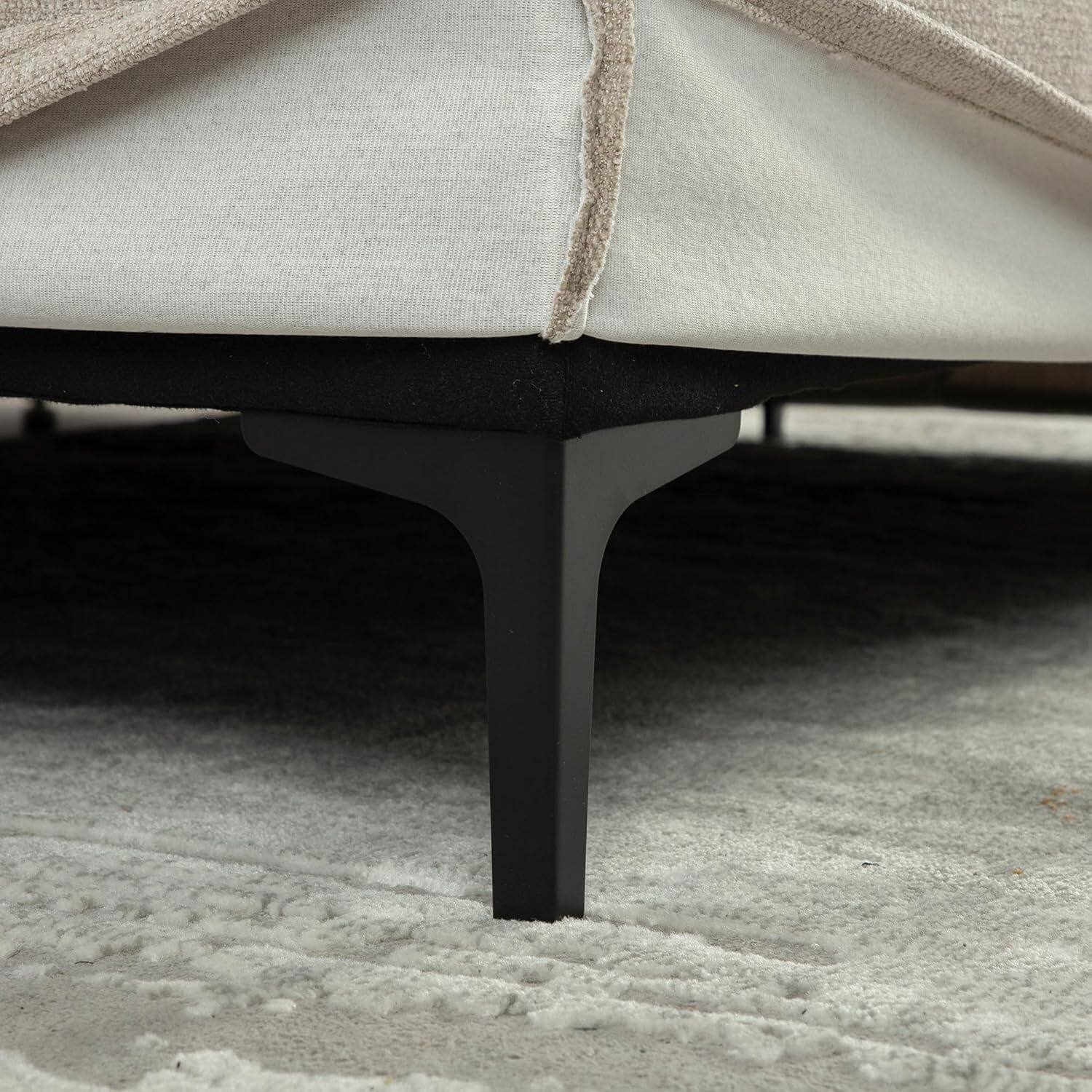 Alt View 4. Trinkets Crazed - 56" Extra Large Upholstered Sofa Bed, Oversized Fluffy Chaise Lounge Chair with Chenille Linen Fabric - taupe.