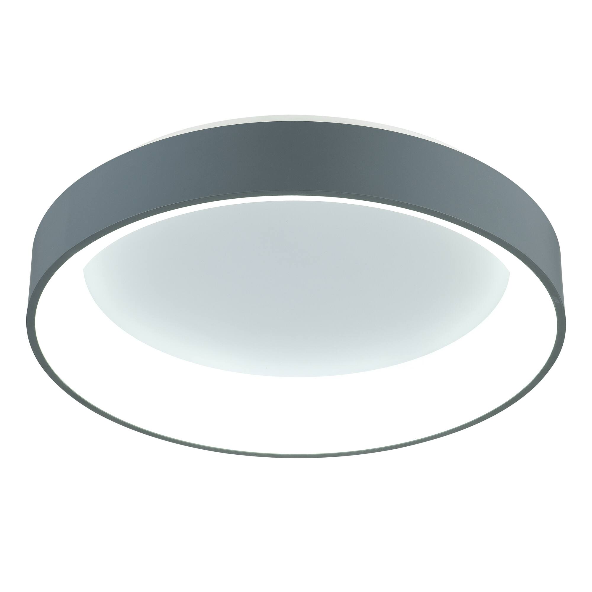 Left. CWI Lighting - Arenal LED Drum Shade Flush Mount With Gray & White Finish - Gray.