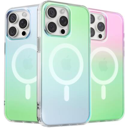 Front. Ornarto - ORNARTO Magnetic Case for iPhone 15 Pro Max 6.7" Compatible with MagSafe,Shockproof Protective Rainbow Phone Case-Aurora - Aurora.