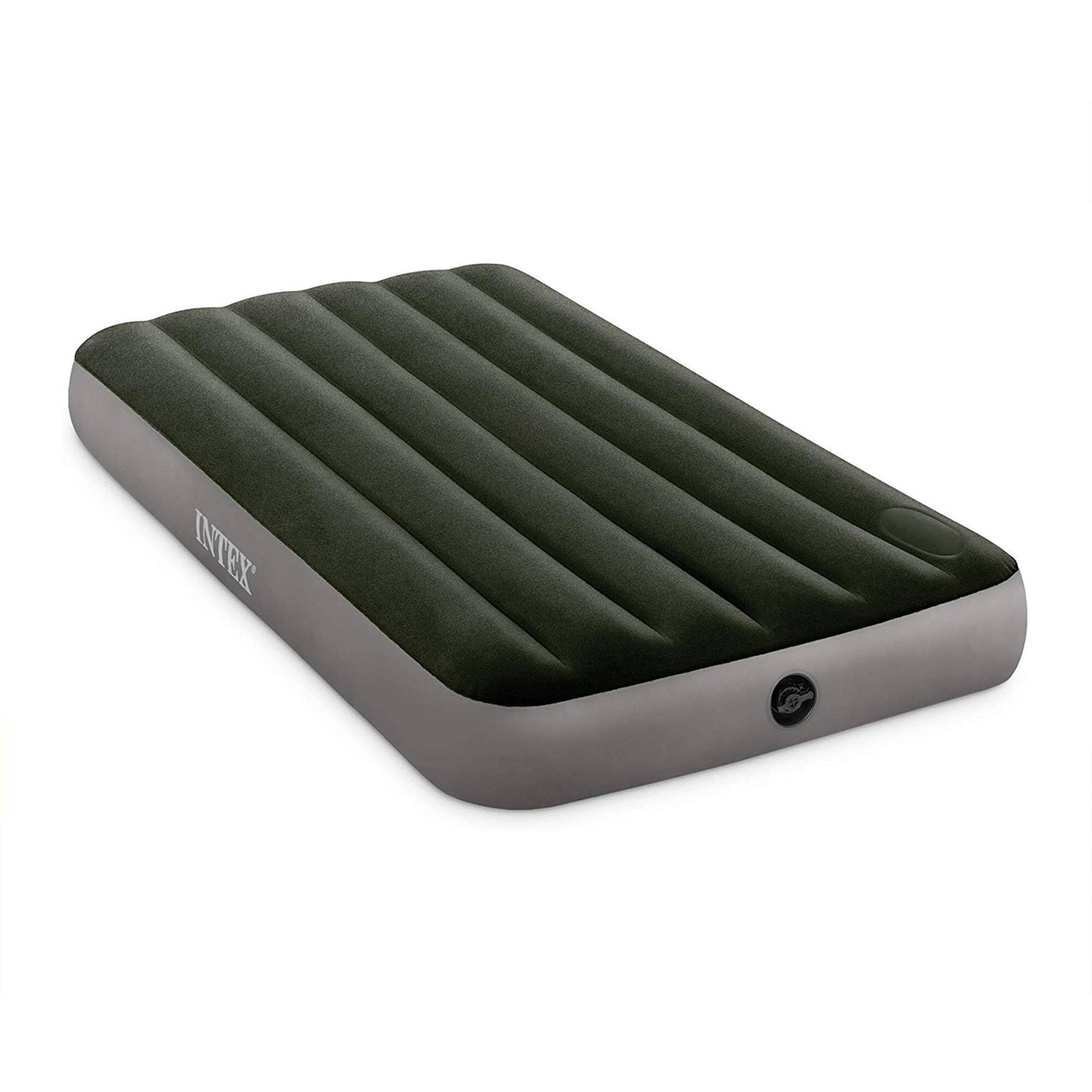 Front. Intex - Intex Dura-Beam Standard Series Downy Airbed with Built-In Foot Pump, Full Size - Green.