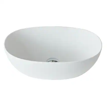Front. Boyel Living - 22 Inch Oval Matte White Solid Surface Bathroom Vanity Top Sink - White.