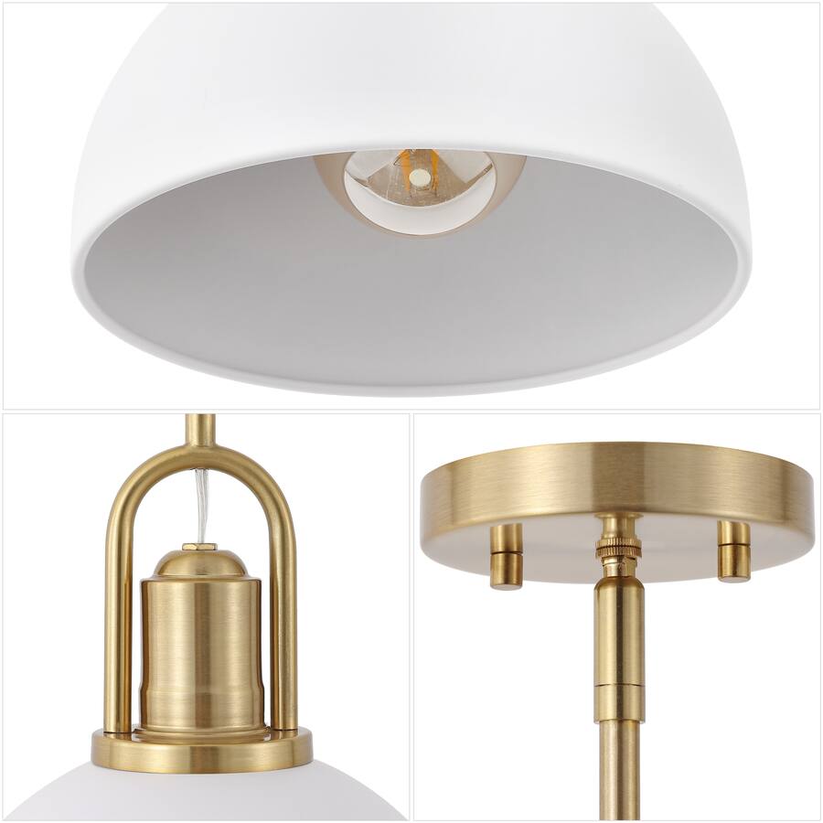 Jonathan Y Zane 9.5" 1 Light Metal Round Pendant Light, Brass Gold with ...