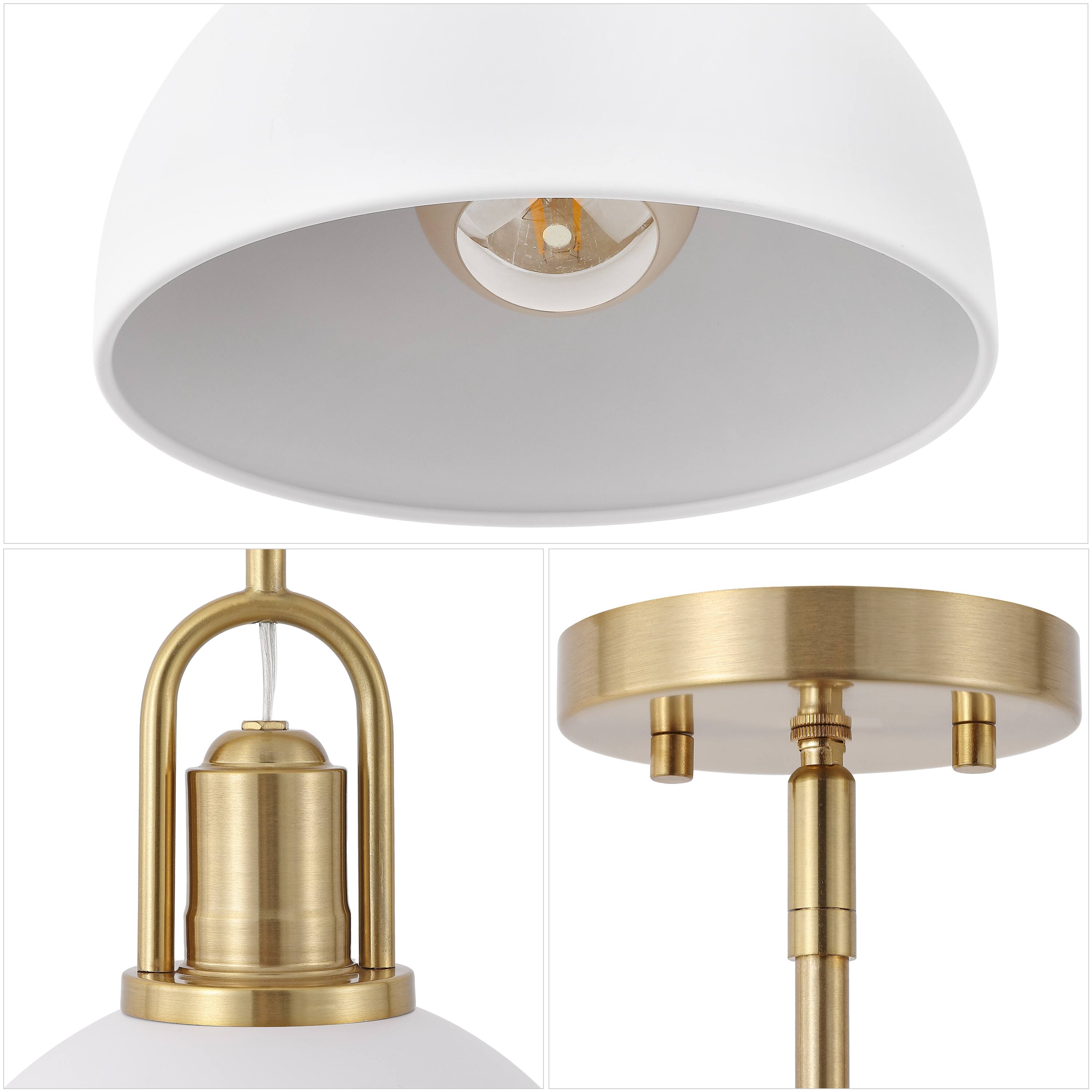 Jonathan Y Zane 9.5" 1 Light Metal Round Pendant Light, Brass Gold with ...