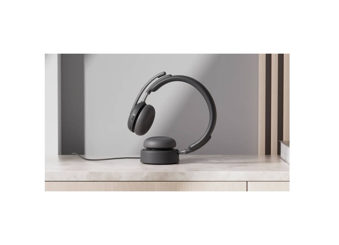 Left. Logitech - Logitech Zone Wireless 2 Charging Stand - Black.