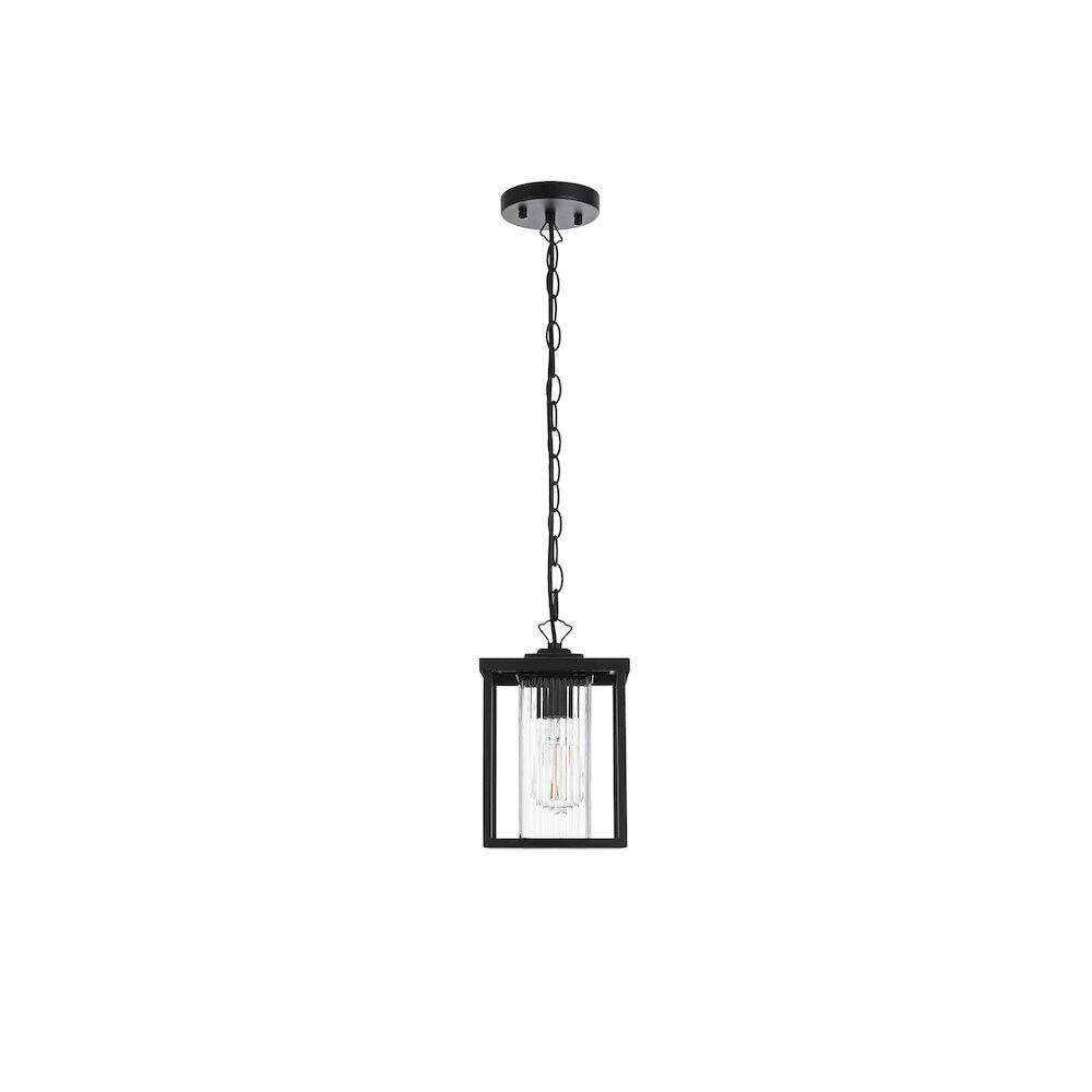 Back. Elegant Lighting - Dover 7 inch Outdoor Pendant in Black - Black.