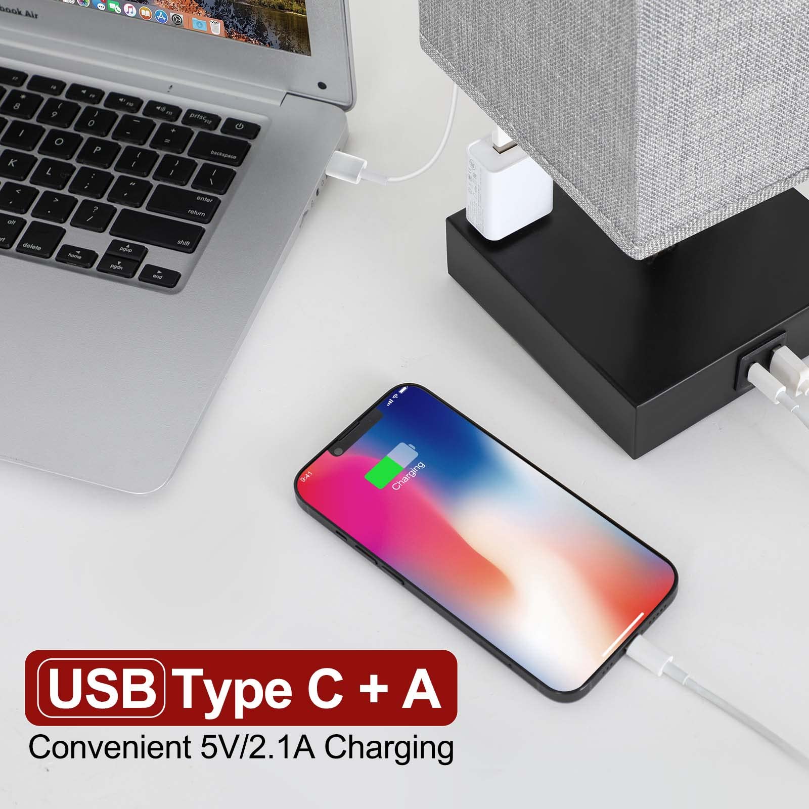 USB Type C + A  
Convenient 5V/2.1A Charging