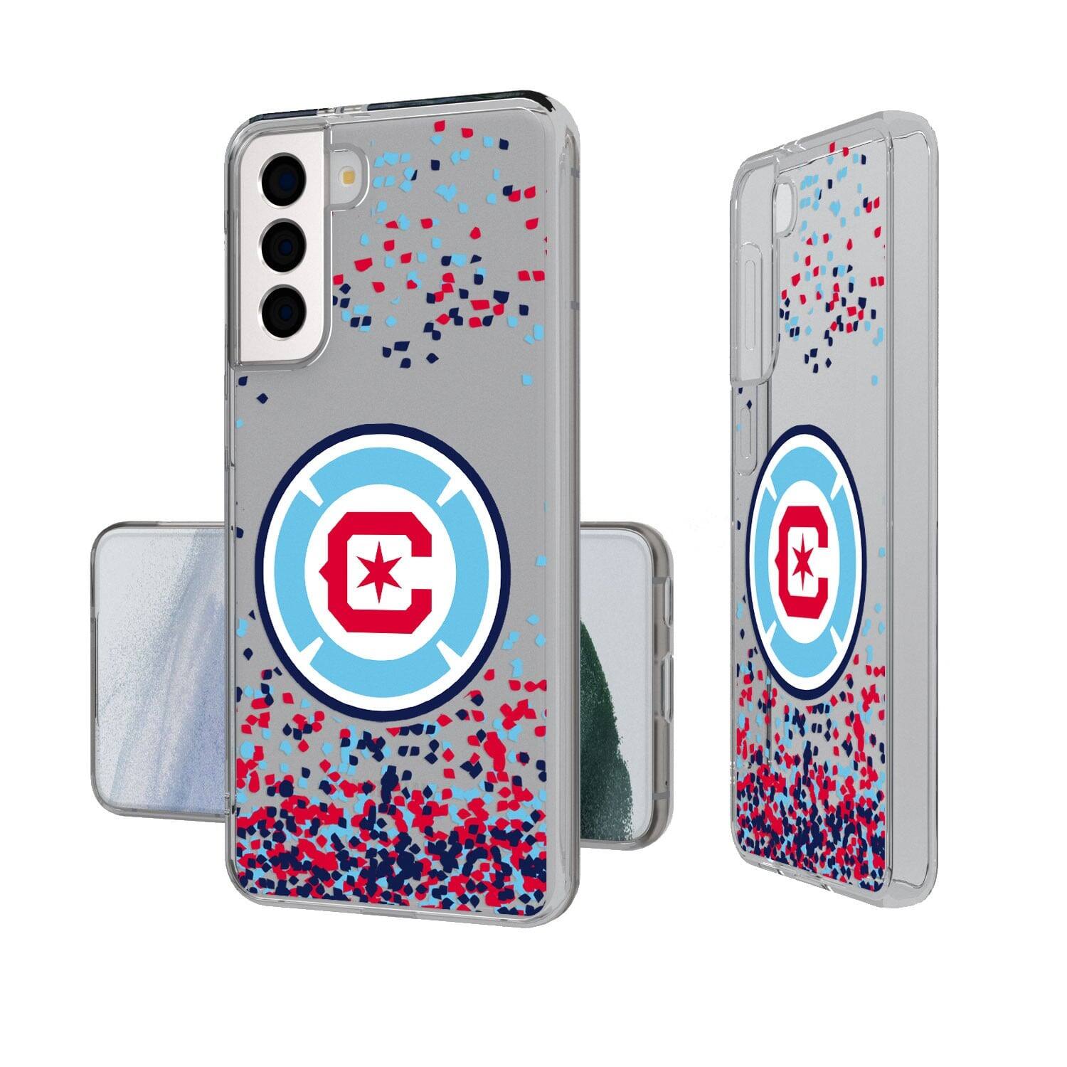 Alt View 2. Keyscaper - Chicago Fire Galaxy Confetti Clear Case - S22 Plus - Multicolor.