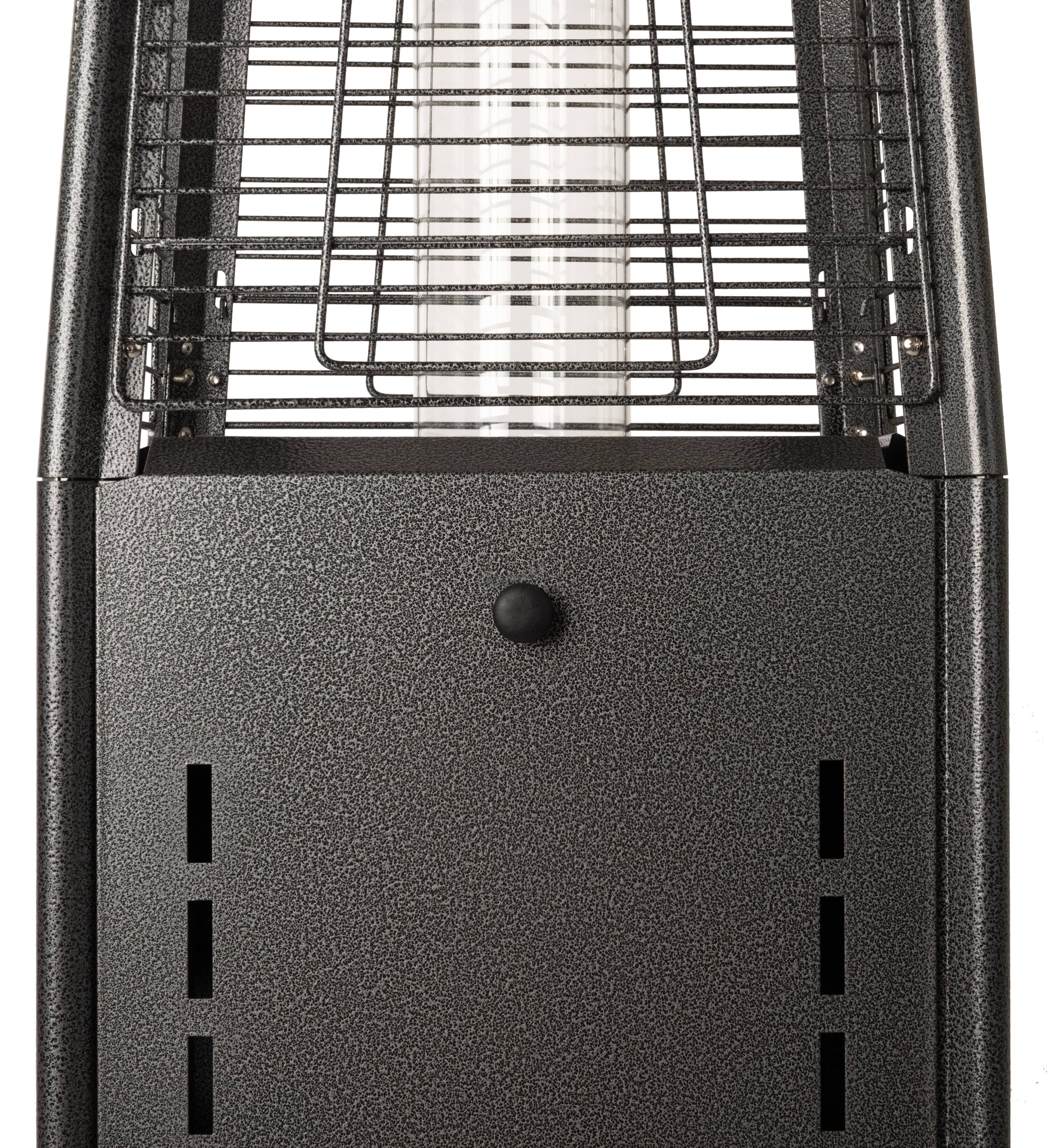 Alt View 4. Fire Sense - Hammered Square Pyramid Flame Patio Heater - Platinum.