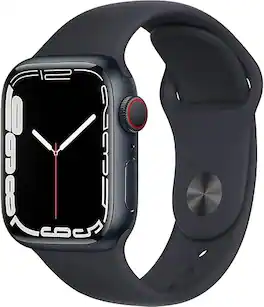 Refurbished Excellent - Apple Watch Series 7 (GPS + Cellular) 45mm Stainless Steel with Sport Band - Midnight - (2021)