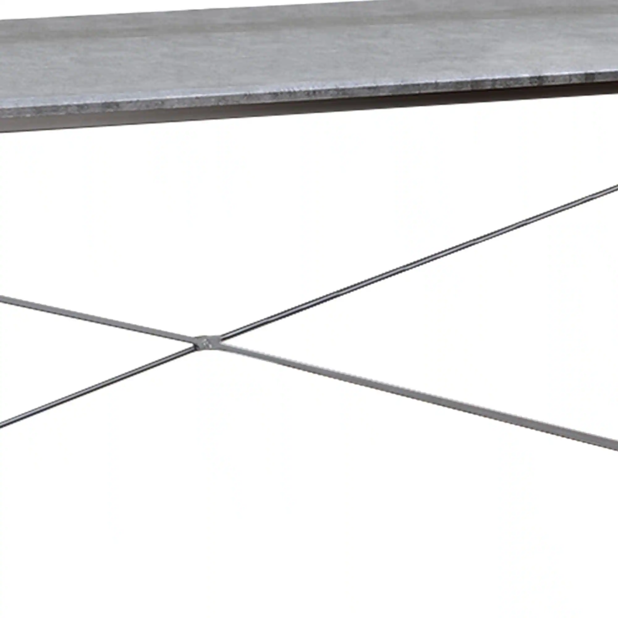 Alt View 1. Manhattan Lane - Sled Base Rectangular Table with X shape Back and Wood Top - Gray and Silver.