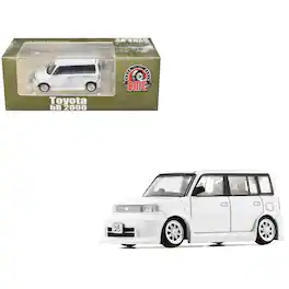 Toyota bB 2000 Van White with Extra Accessories 1/64 Diecast Model Car by BM Creations