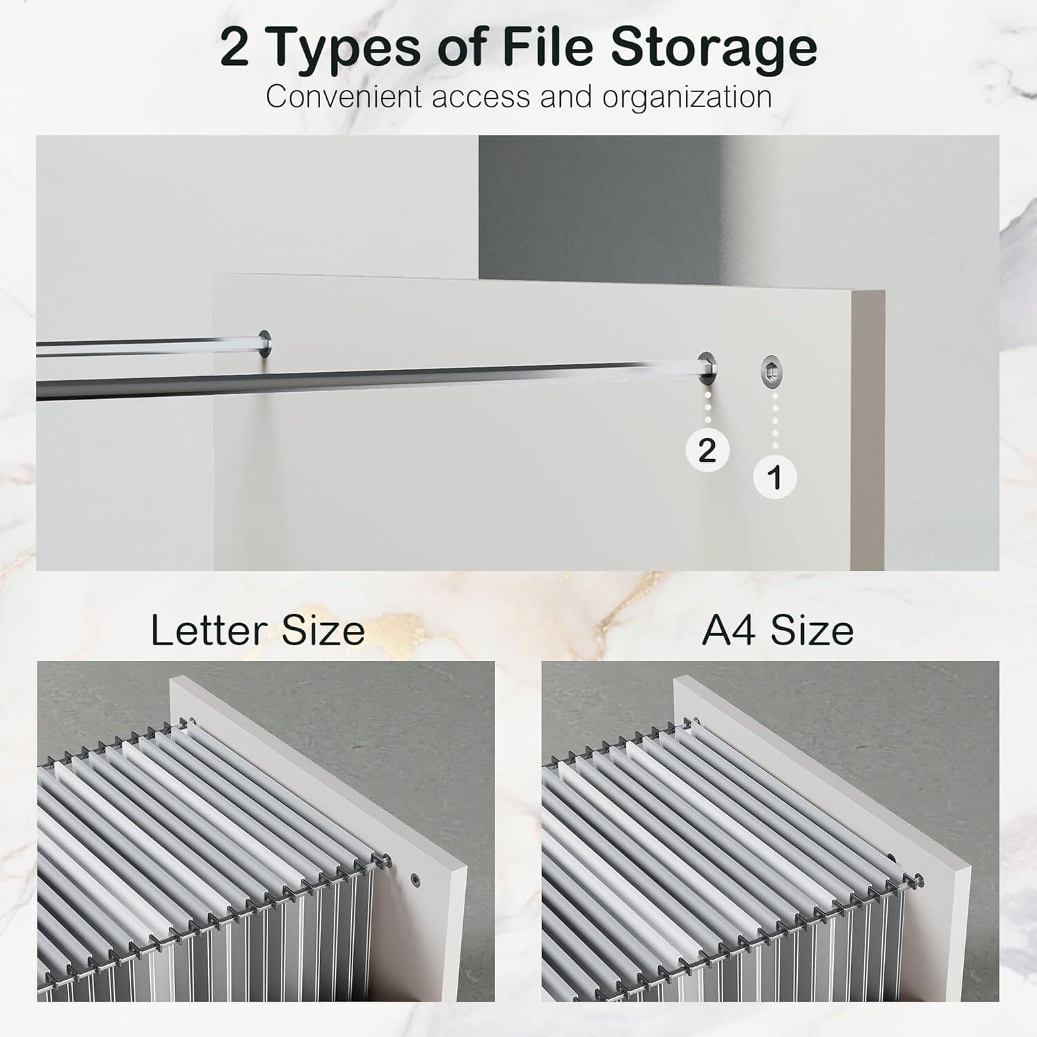 2 Types of File Storage  
Convenient access and organization  

1. Letter Size  
2. A4 Size