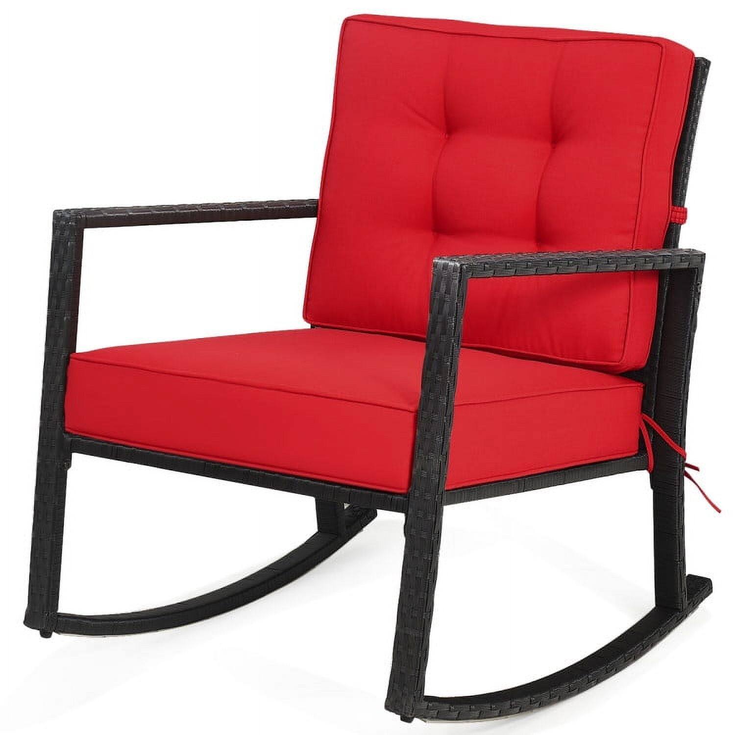 Angle. Kadyn - Patio Rattan RockerOutdoor Glider Rocking Chair Cushion LawnOutdoor Furniture for PorchBackyardIndoor and Garden Red - Red.