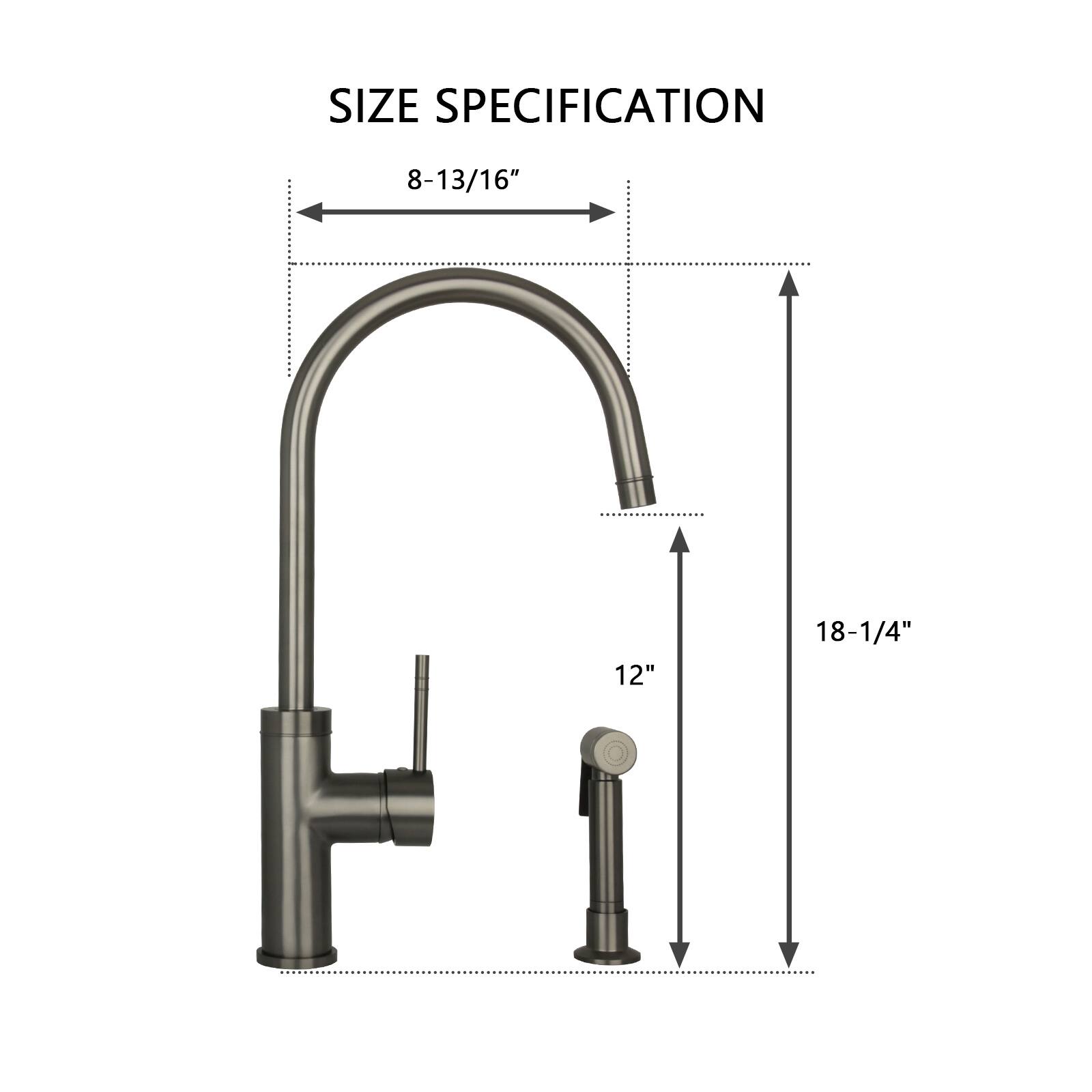 SIZE SPECIFICATION  
8-13/16"  
12"  
18-1/4"