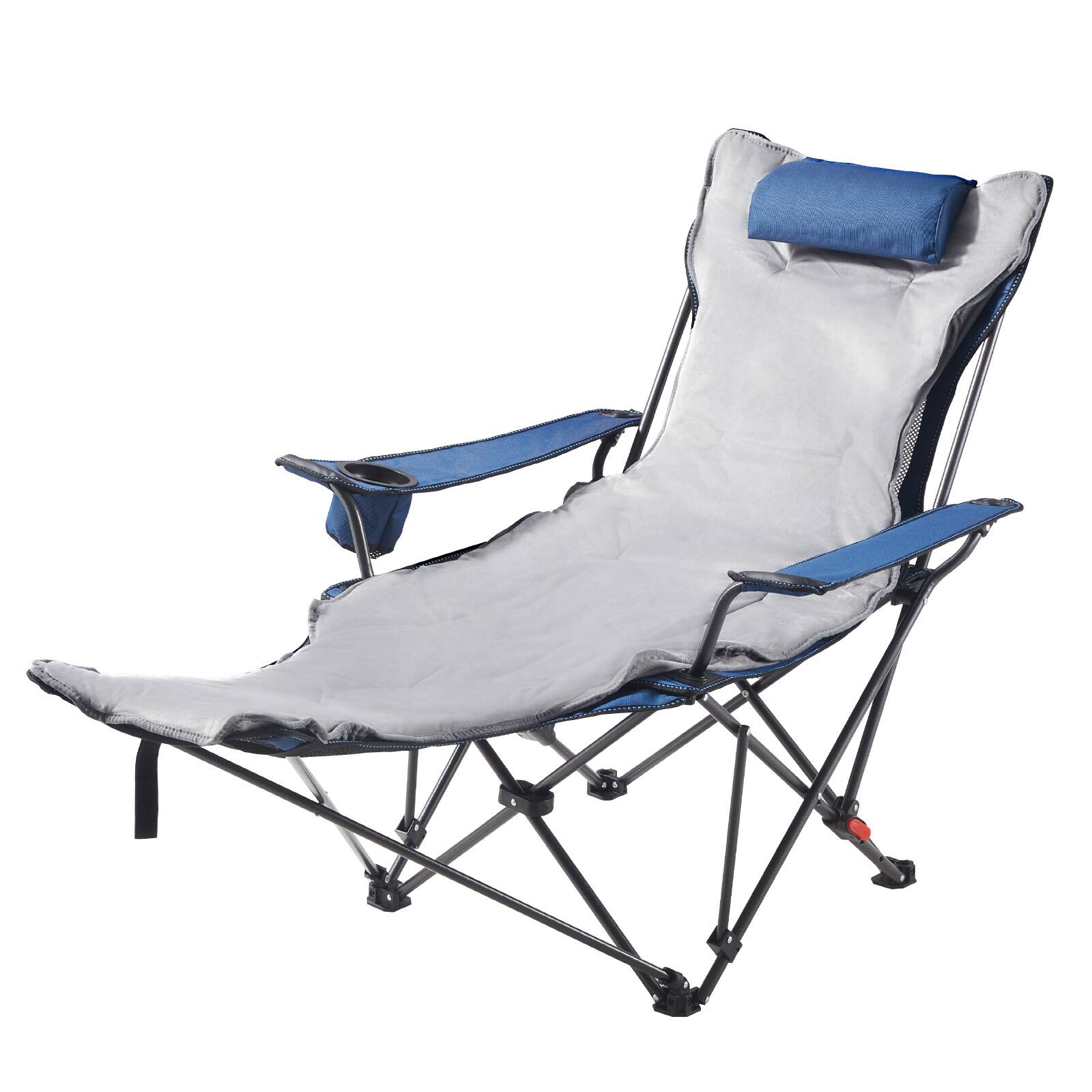 Alt View 5. VEVOR - Reclining Camping Chair, 4 Adjustable Positions, Portable Folding Lounger for Adults, Mesh Beach Chair with Footrest - Grey.