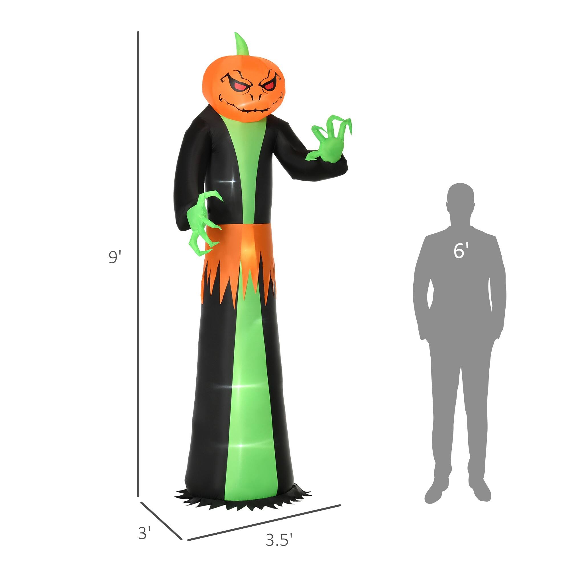 Alt View 2. Ecooso - 9FT Halloween Inflatable Pumpkin Ghost with LED Lights for Outdoor Yard Decoration - Multi.