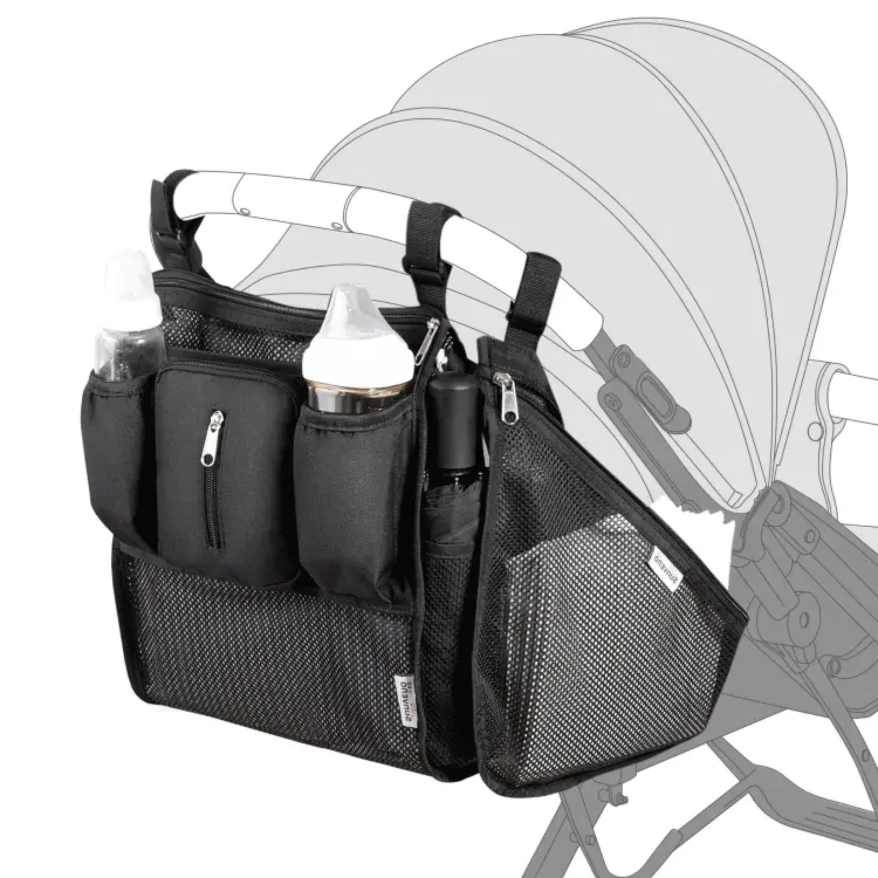 Kitcheniva - Mesh Stroller Organizer Set Of 2 - Black