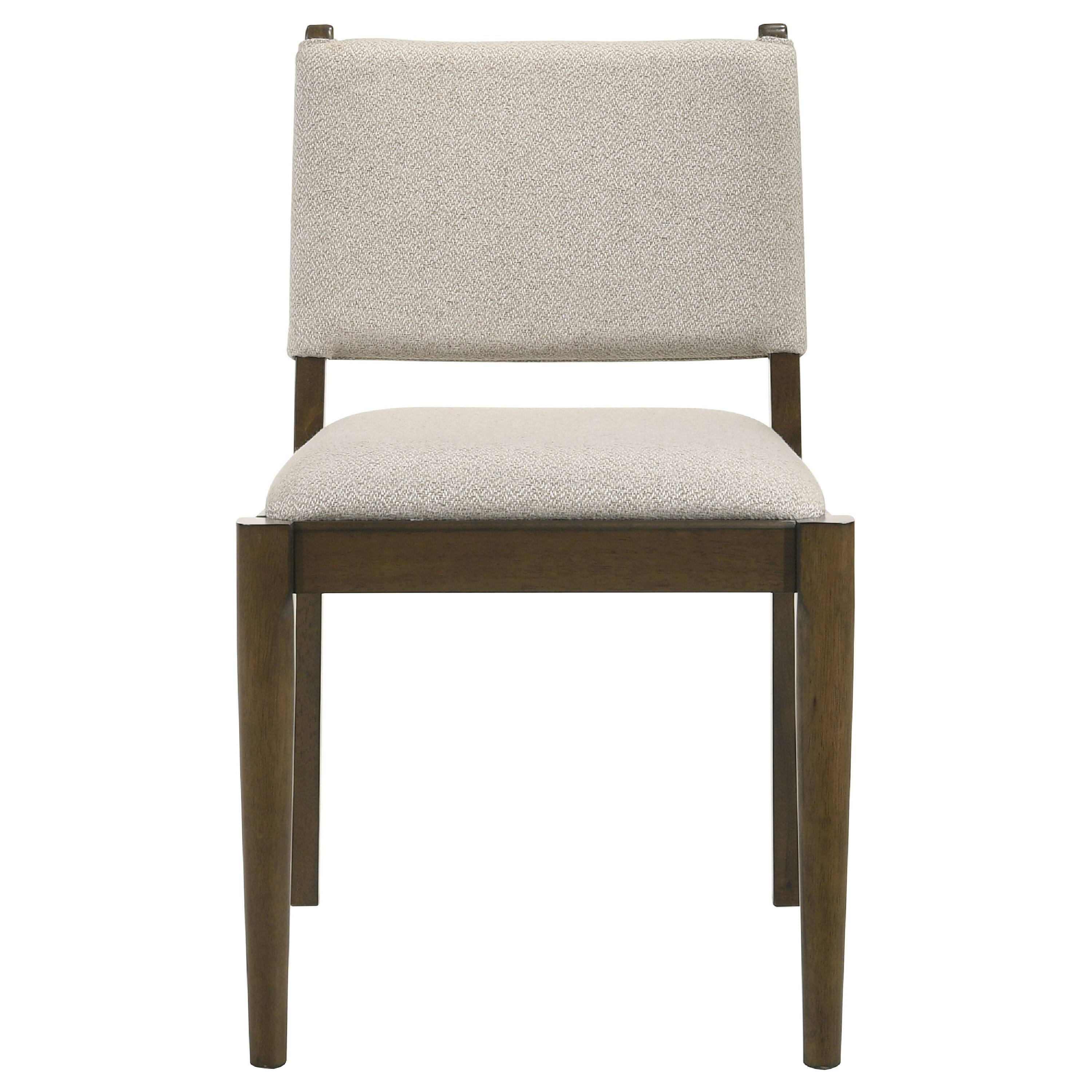 Left. Manhattan Lane - Clera Upholstered Dining Side Chair, Tie Details, Set of 2, Brown Wood - Brown.