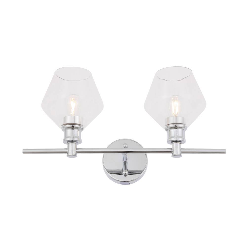 Alt View 8. Living District - Gene 2 light Chrome and Clear glass Wall sconce - Chrome And Clear Glass.
