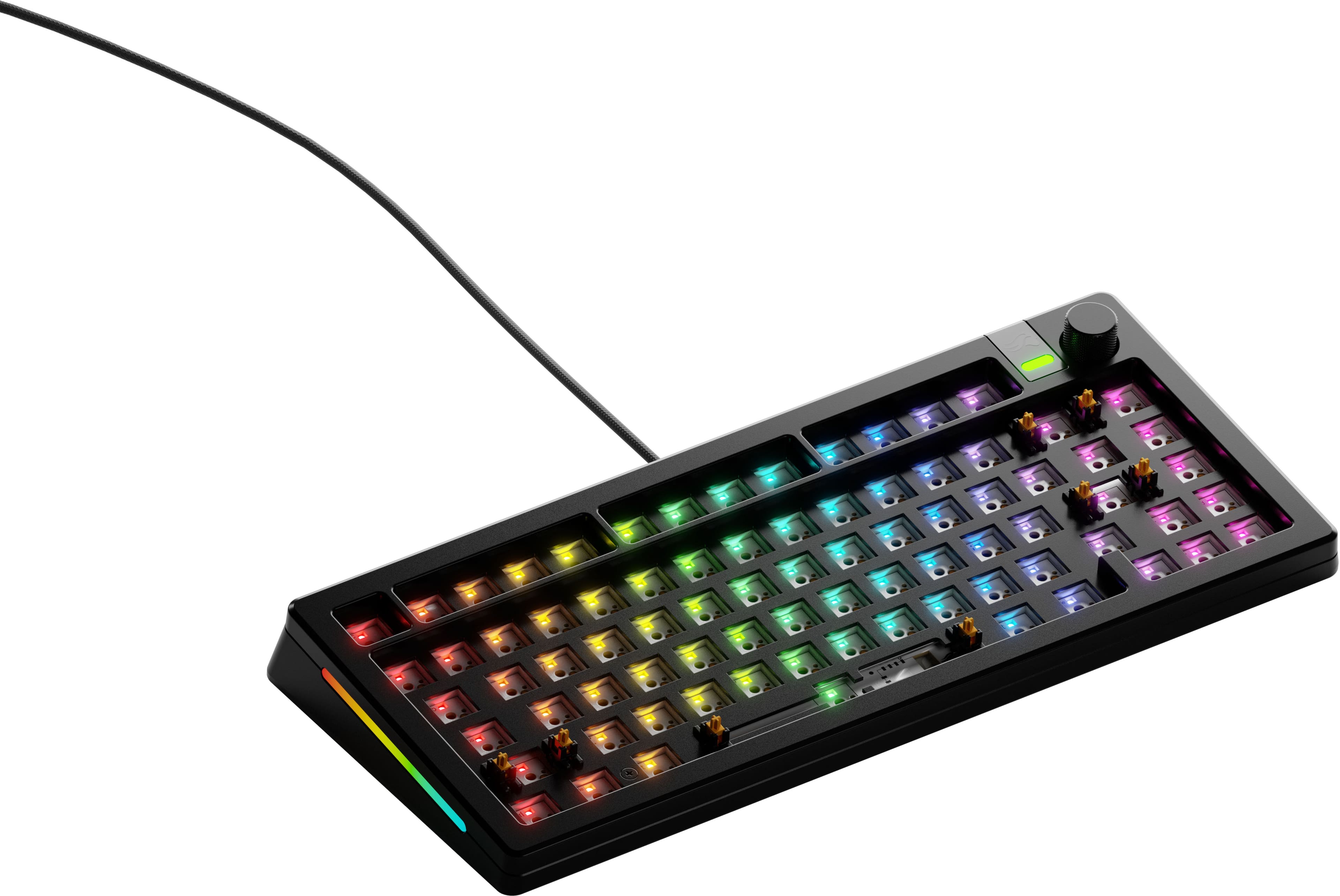 Left. Glorious - GMMK 3 PRO 75% Barebones Wired Mechanical Linear Switch Gaming Keyboard with Hot-swappable Switches - Black.