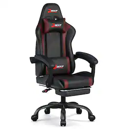 CloudRest Pro - Computer Chair with Headrest, Lumbar Support, Linkage Armrests, Reclining Backrest Gaming Chair - Red