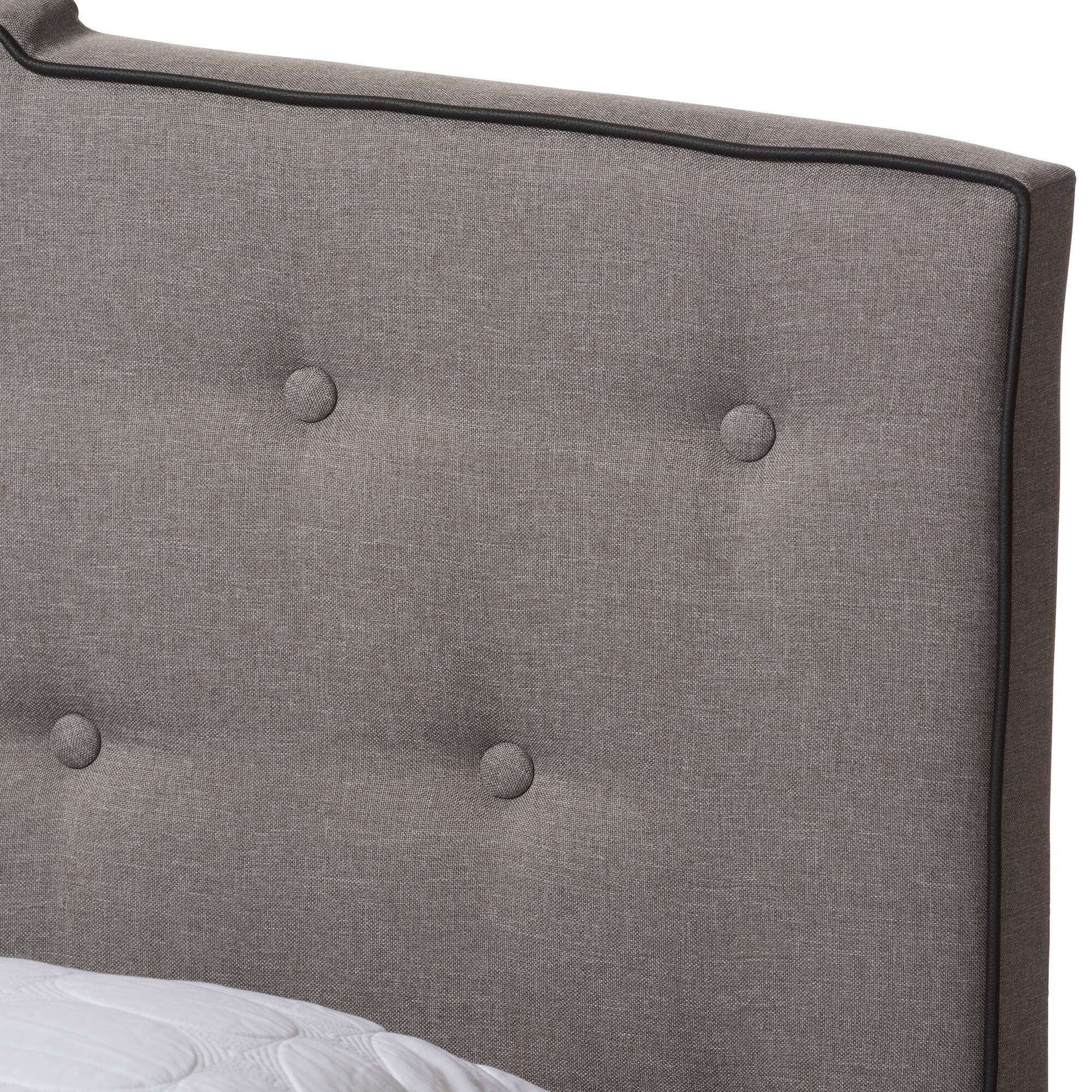 Back. Baxton Studio - Vivienne Modern and Contemporary Fabric Upholstered Bed - Light Grey.